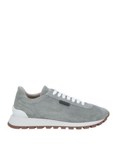 Brunello Cucinelli Woman Sneakers Grey Size 11 Leather, Brass