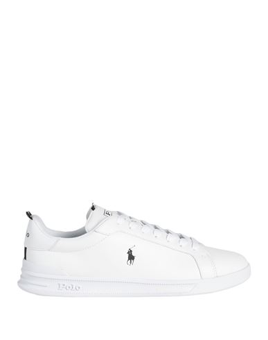 Polo Ralph Lauren Man Sneakers White Size 9 Soft Leather, Textile Fibers