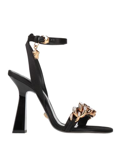 Shop Versace Woman Sandals Black Size 10 Textile Fibers