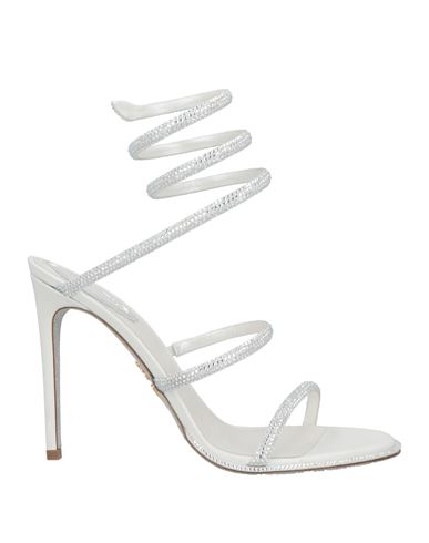 René Caovilla Rene' Caovilla Woman Sandals Silver Size 6 Textile Fibers, Leather In Silver