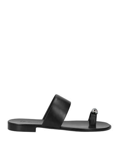 Shop Giuseppe Zanotti Man Thong Sandal Black Size 8 Soft Leather