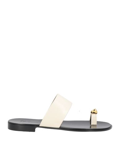 Giuseppe Zanotti Man Toe Strap Sandals Cream Size 15 Soft Leather In White