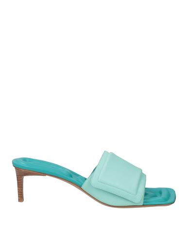 Shop Jacquemus Woman Sandals Turquoise Size 6 Soft Leather In Blue