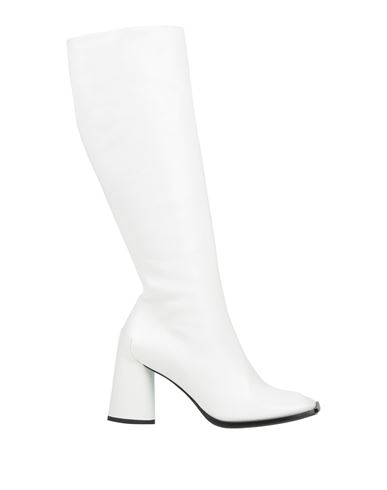 Malloni Woman Knee Boots White Size 10 Soft Leather