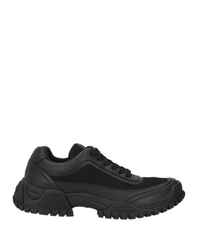 Emporio Armani Man Sneakers Black Size 8.5 Polyester, Cow Leather