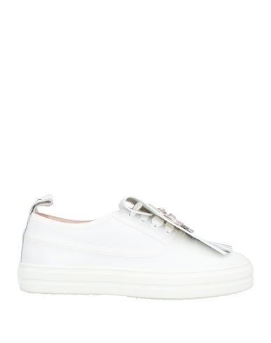 Roger Vivier Woman Sneakers White Size 5.5 Leather In Animal Print