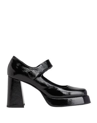 8 By Yoox Patent Leather Platform Mary Jane Pumps Woman Pumps Black Size 11 Calfskin
