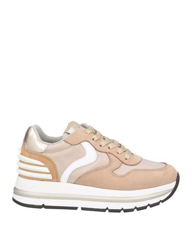 Voile Blanche Woman Sneakers Light Brown Size 11 Soft Leather, Textile Fibers In Beige