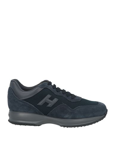 Hogan Man Sneakers Navy Blue Size 7.5 Soft Leather, Textile Fibers In Navy Blue
