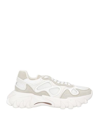 Balmain Man Sneakers White Size 8 Soft Leather, Textile Fibers