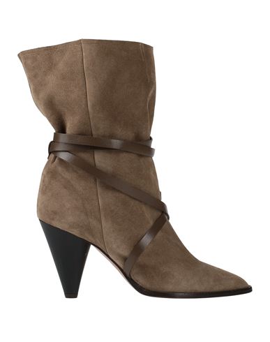 Shop Isabel Marant Woman Ankle Boots Khaki Size 10 Soft Leather In Beige