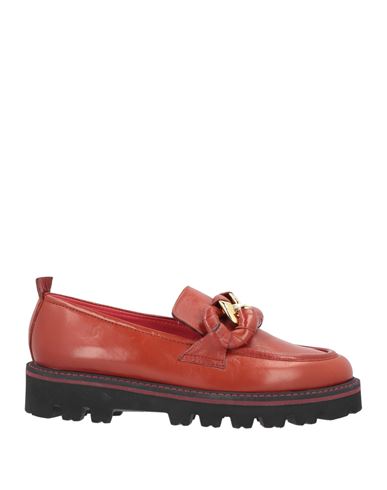 Pas De Rouge Woman Loafers Brick Red Size 10 Soft Leather