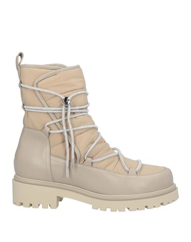 René Caovilla Rene' Caovilla Woman Ankle Boots Beige Size 7.5 Calfskin, Textile Fibers In Nude