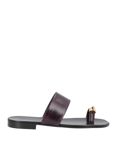 Giuseppe Zanotti Man Toe Strap Sandals Deep Purple Size 11 Soft Leather In Purple