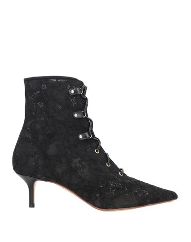 Francesco Russo Woman Ankle Boots Black Size 11 Textile Fibers