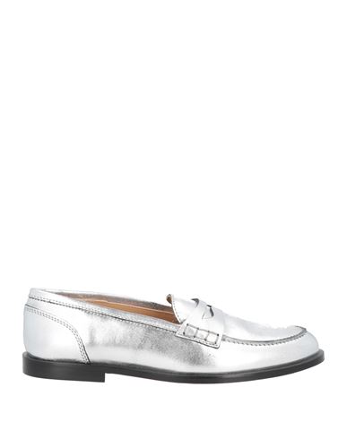 BOEMOS BOEMOS WOMAN LOAFERS SILVER SIZE 10 SOFT LEATHER