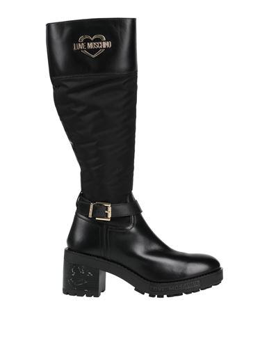 Shop Love Moschino Woman Boot Black Size 8 Soft Leather, Textile Fibers