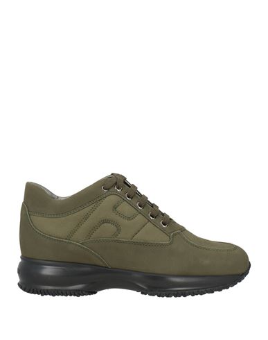 Hogan Woman Sneakers Green Size 8 Leather In Green