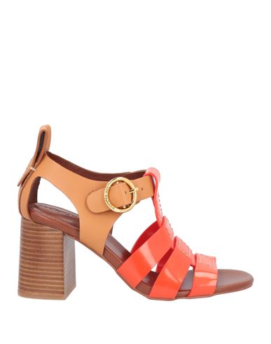 See By Chloé Woman Sandals Orange Size 6 Soft Leather, Recycled Pvc