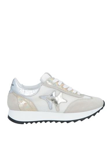 Ama Brand Woman Sneakers Ivory Size 6 Soft Leather, Textile Fibers In White