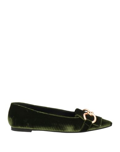 Giulia Neri Woman Loafers Dark Green Size 8 Textile Fibers