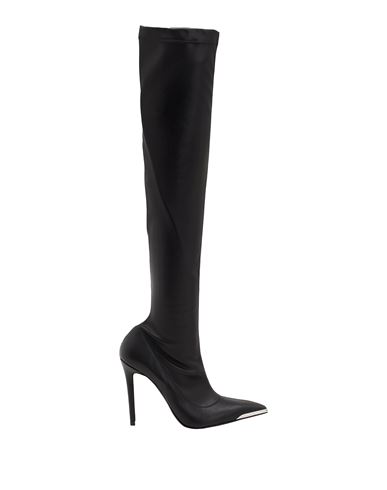 8 By Yoox Stretch Pointy-detail High Boots Woman Knee Boots Black Size 11 Textile Fibers