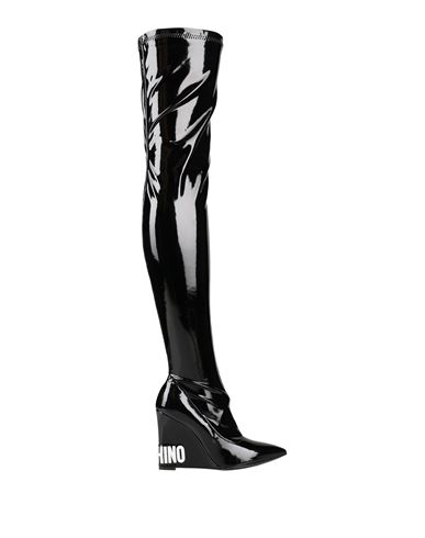 Moschino Woman Knee Boots Black Size 11 Textile Fibers