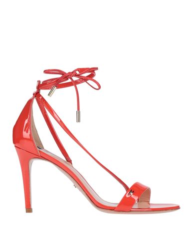 Elisabetta Franchi Woman Sandals Coral Size 10 Soft Leather In Red