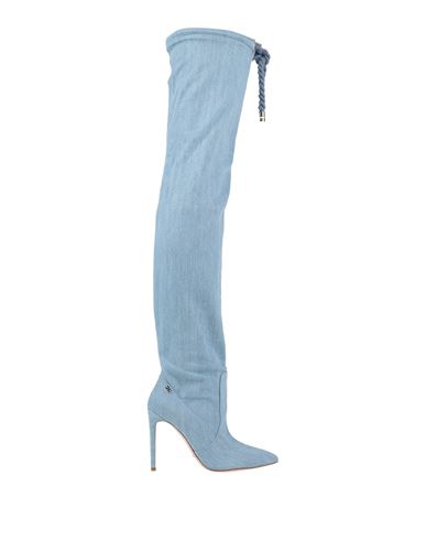 Elisabetta Franchi Woman Knee Boots Blue Size 11 Textile Fibers