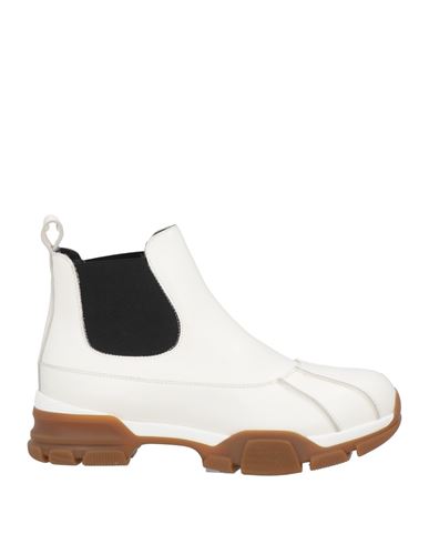 Shop Erika Cavallini Woman Ankle Boots Off White Size 7 Soft Leather, Elastane