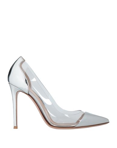 Gianvito Rossi Woman Pumps Silver Size 7.5 Soft Leather, Pvc - Polyvinyl Chloride