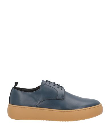 Bottega Marchigiana Man Lace-up Shoes Navy Blue Size 12 Soft Leather