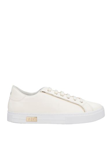 Armani Exchange Woman Sneakers Ivory Size 5.5 Soft Leather In White