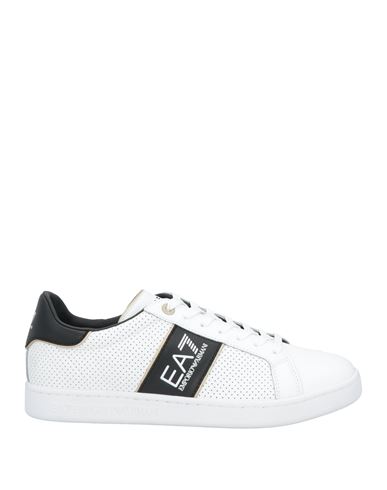 Ea7 Perforated Logo-stripe Low-top Sneakers In White