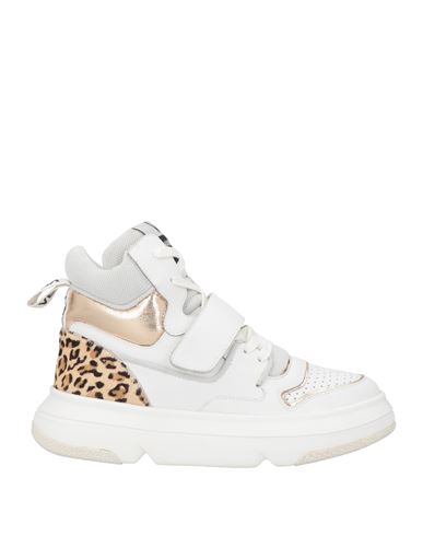 Shop Emanuélle Vee Woman Sneakers White Size 8 Leather, Textile Fibers