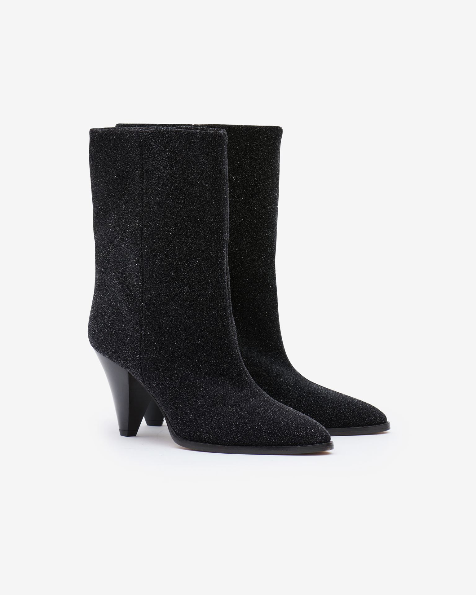 Isabel Marant, Rouxa Glitter Suede Leather Boots - Women - Black