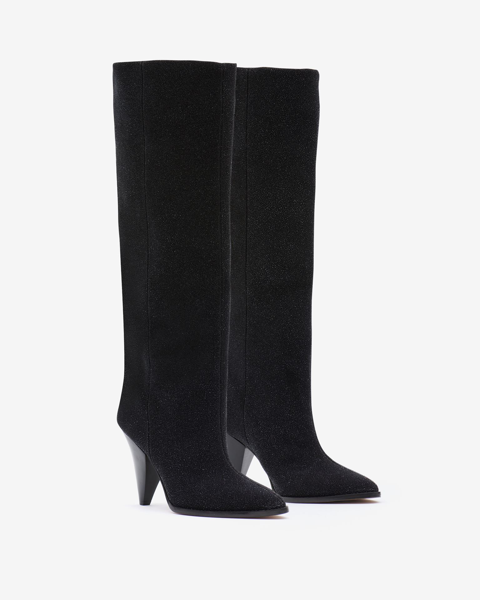 Isabel Marant, Ririo Glitter Suede Boots - Women - Black