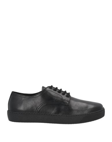 Camerlengo Man Lace-up Shoes Black Size 7 Soft Leather, Textile Fibers