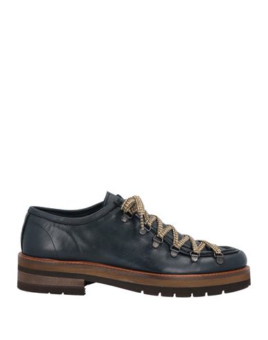 Bottega Marchigiana Man Lace-up Shoes Black Size 7 Soft Leather In Navy Blue