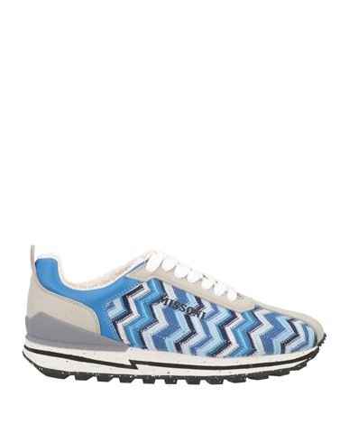Missoni Man Sneakers Azure Size 4 Textile Fibers In Blue