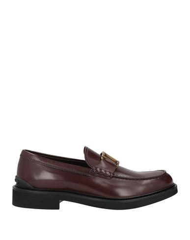 Tod's Man Loafers Burgundy Size 8.5 Soft Leather In Red