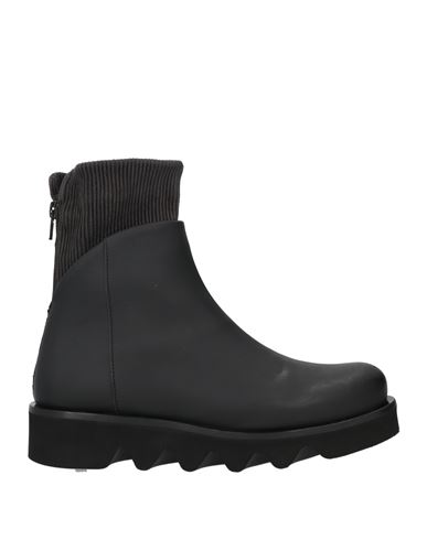 Patrizia Bonfanti Woman Ankle Boots Black Size 9 Soft Leather, Textile Fibers In Grey