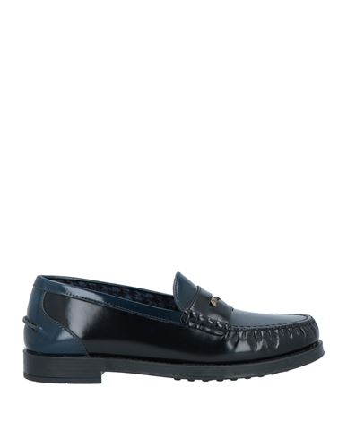 Tod's Woman Loafers Navy Blue Size 8 Soft Leather, Textile Fibers