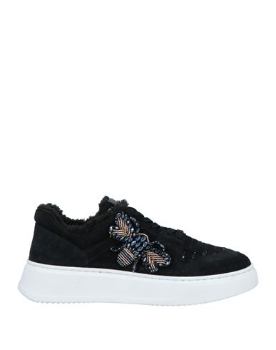 Tosca Blu Woman Sneakers Black Size 7 Soft Leather, Textile Fibers