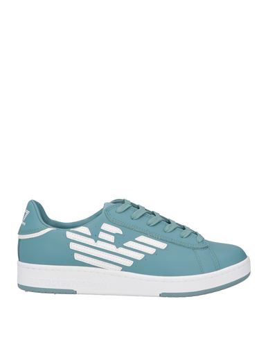 Shop Ea7 Man Sneakers Pastel Blue Size 11 Soft Leather, Polyurethane
