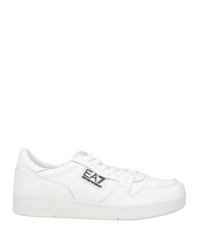Ea7 Man Sneakers White Size 10 Soft Leather, Textile Fibers