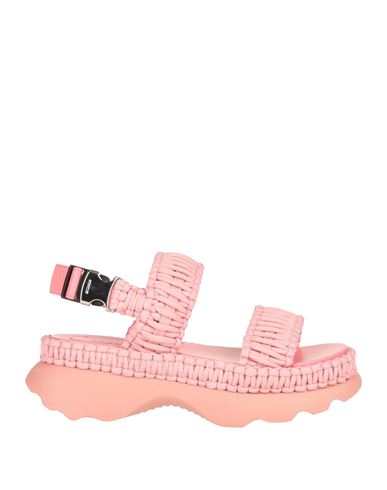 Moncler Woman Sandals Pink Size 5 Textile Fibers, Soft Leather