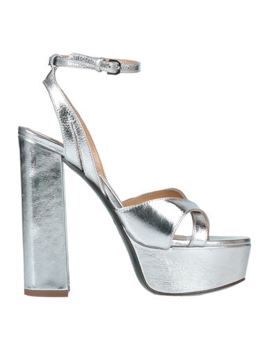 Patrizia Pepe Woman Sandals Silver Size 10 Soft Leather