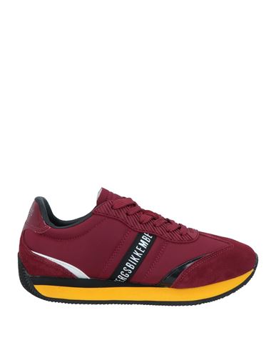 Bikkembergs Man Sneakers Burgundy Size 8 Soft Leather, Textile Fibers In Red