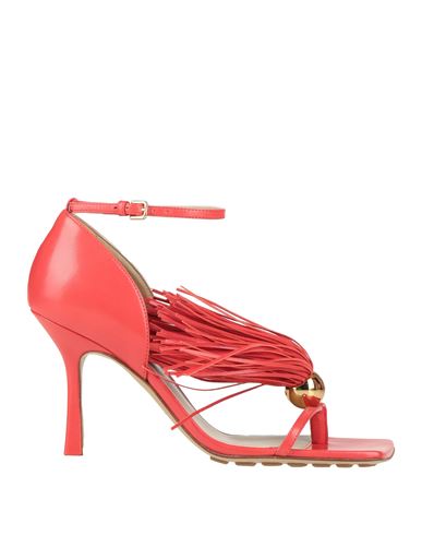 Bottega Veneta Woman Thong Sandal Red Size 8 Leather